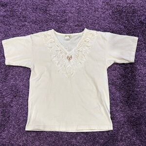 Vintage Cactus Brand White Embroidered Top